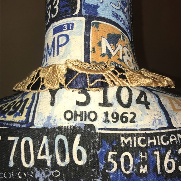 Floor length formal gown. Navy blue and gold - Picture 3 of 6